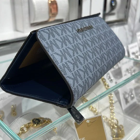Michael Kors Jet Set Large Logo Trifold WalletAdmiral Multi NWT